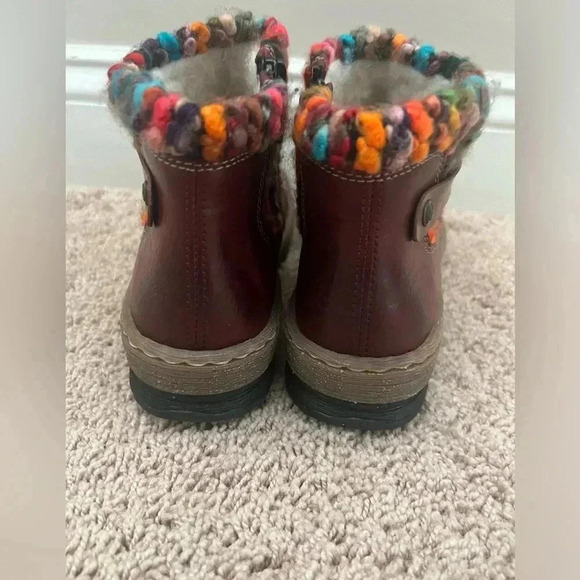 New REIKER felicitas ankle boot 37 red rainbow multicolor wool bootie 6.5 - Picture 12 of 17